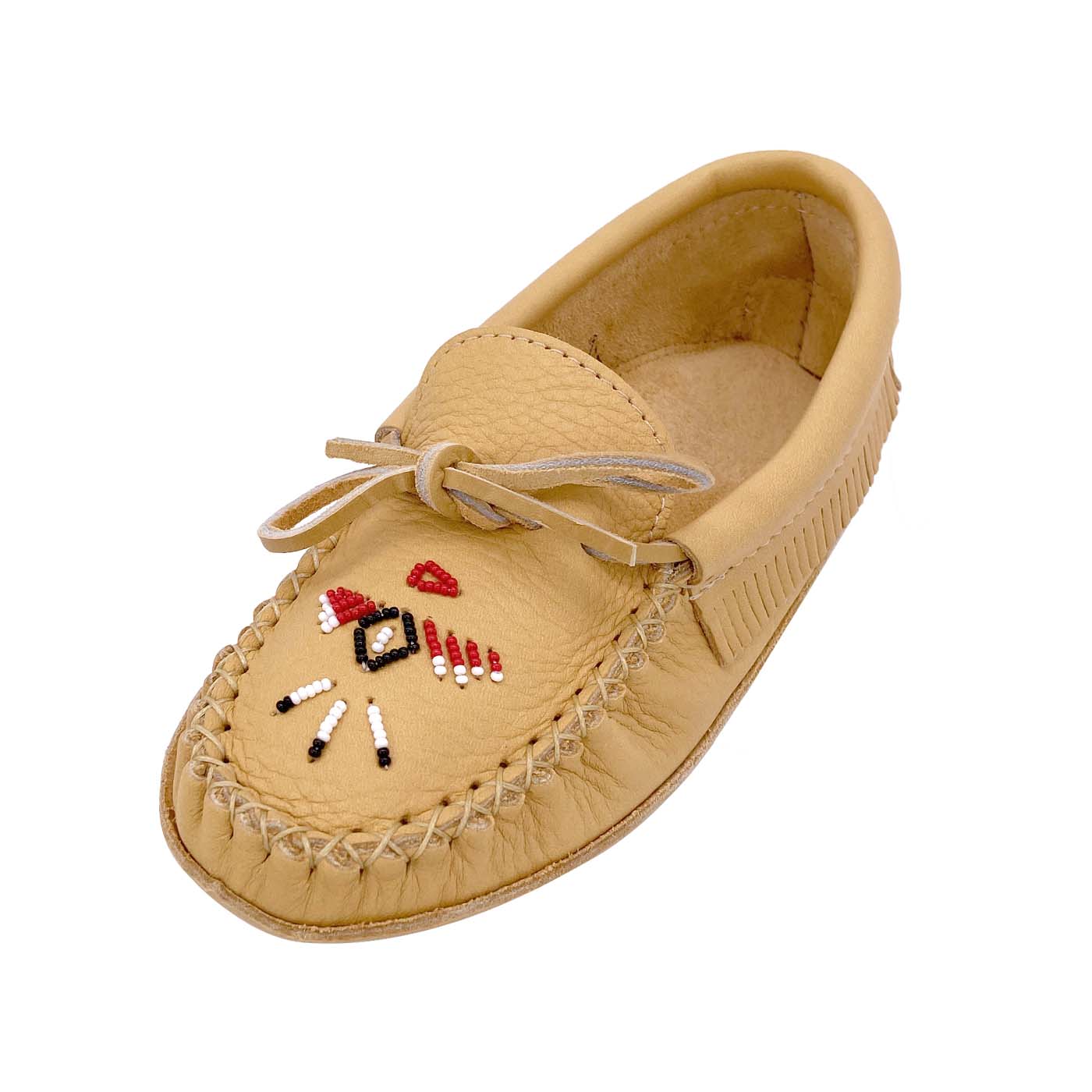 Women's Moose Hide Leather Fringed Moccasin Slippers